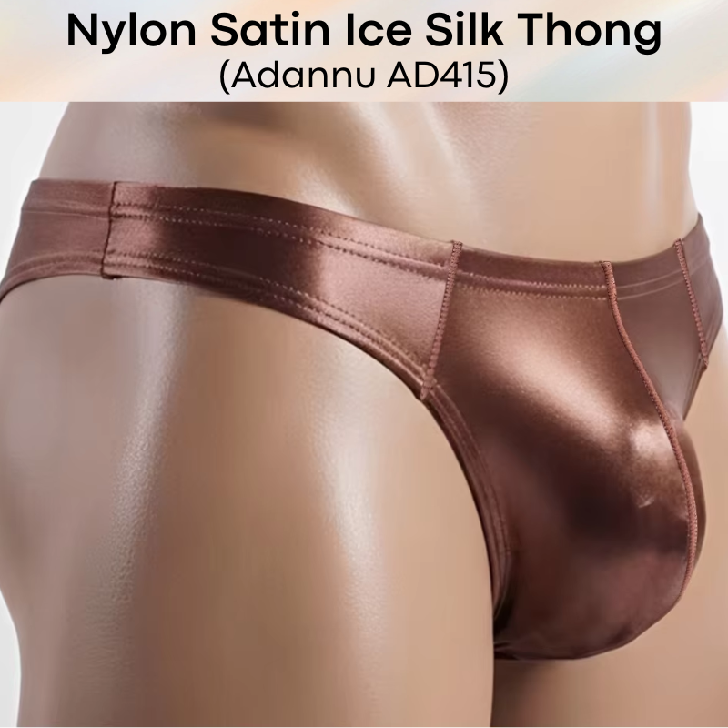 Men's Thong: Nylon Satin Ice Silk Thong Underwear (AD415)