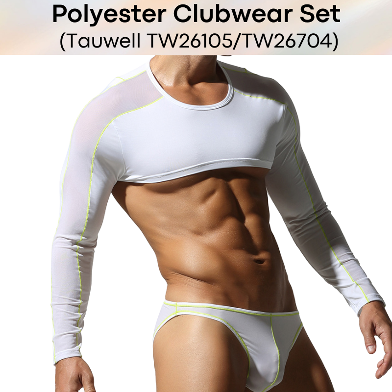 Lifestyle: Men's Polyester Cropped Top and Brief Underwear Clubwear Set (TW26704/TW26105)