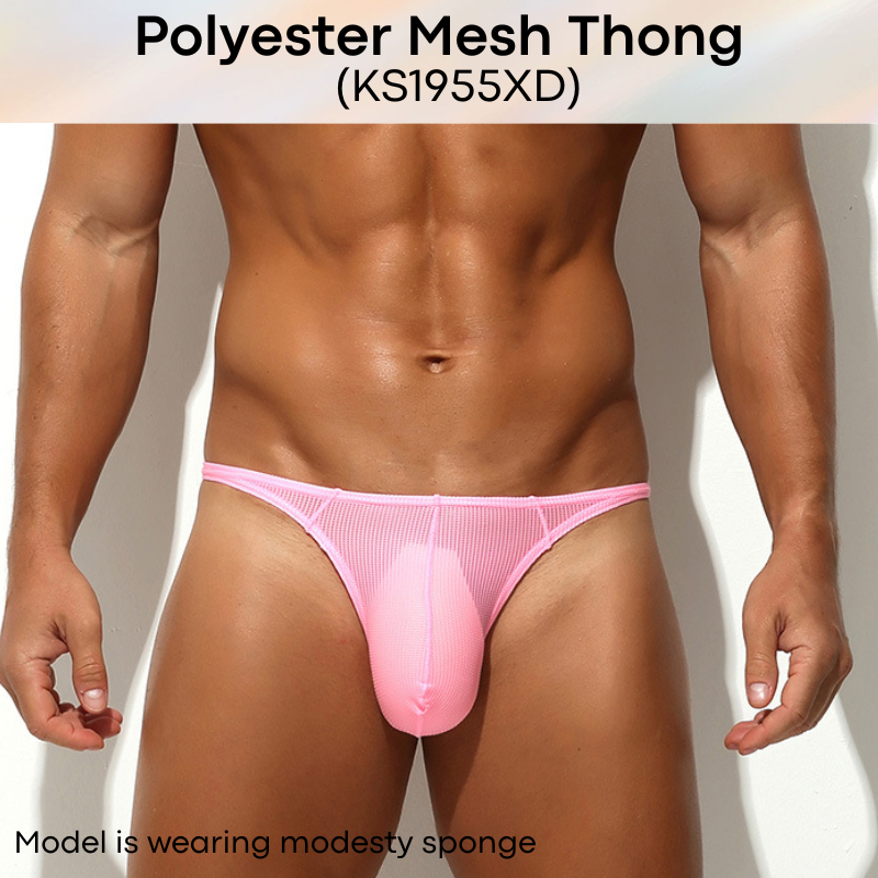 Men's Thong: Polyester Mesh Thong Underwear (KS1955XD)