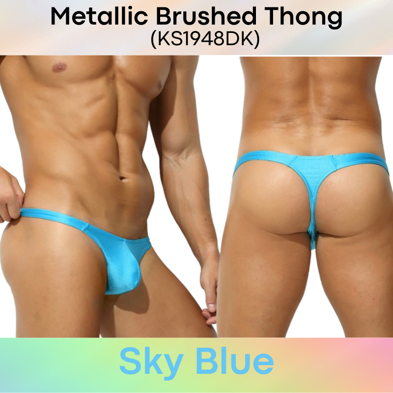 Men's Thong: Polyester Metallic Brushed Thong with 3D Pouch (KS1948DK)