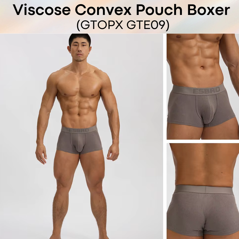 Men's Boxer:  Modal Fabric Thread Separation U Convex Pouch Boxer Brief Underwear (GTE09)