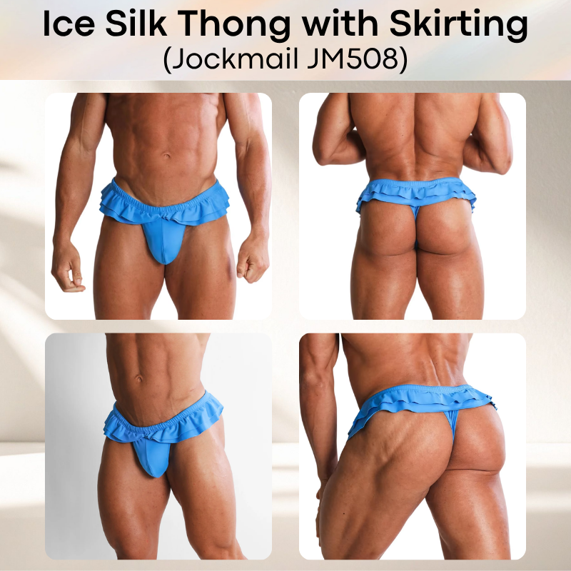 Men's Thong: Polyester Ice Silk Thong with Skirting Underwear (JM508)