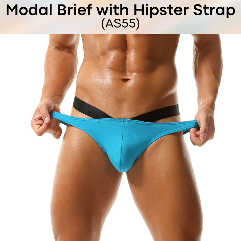 Men's Brief: Modal Bikini Brief with Hip V Strap Underwear (AS55)
