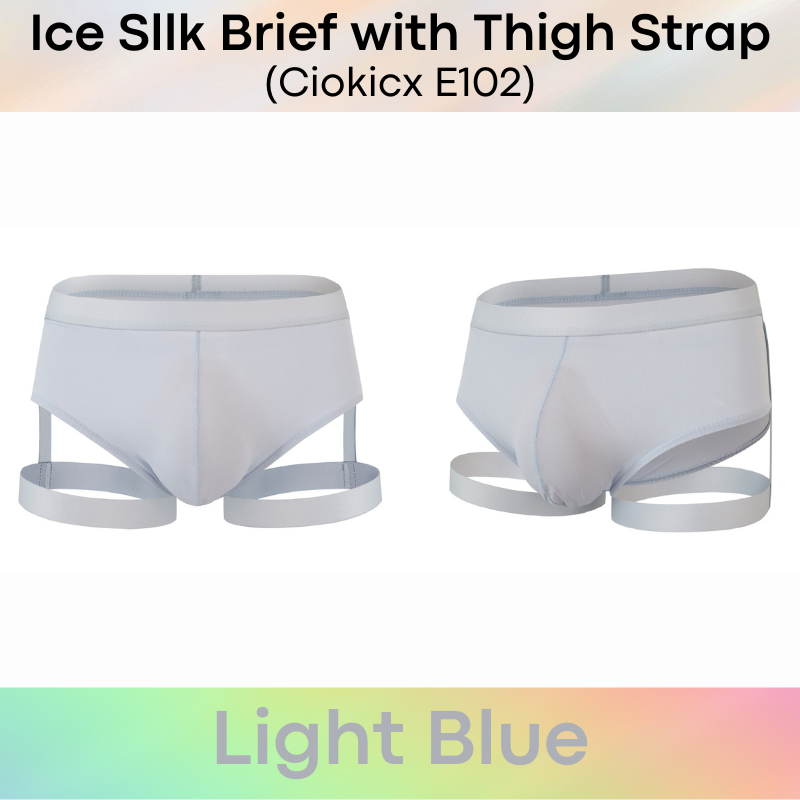 Men's Brief : Polyester Ice Silk Thin Brief with Thigh Strap (Ciokicx E102)