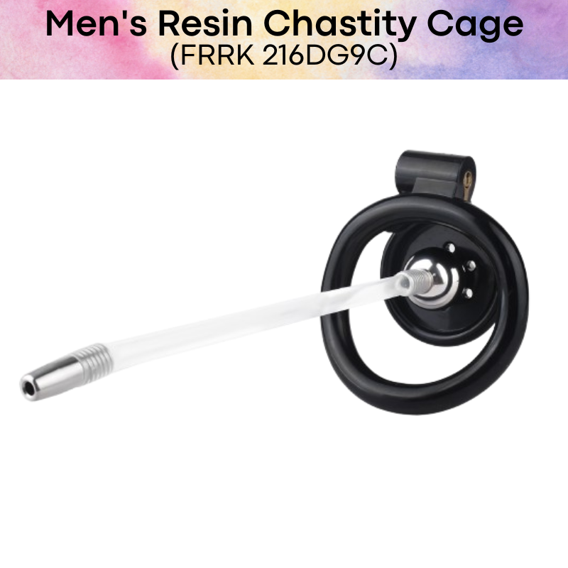 Adult Toy: Men's Resin Chastity Cage with Urethral Catheter (FRRK216DG9C)