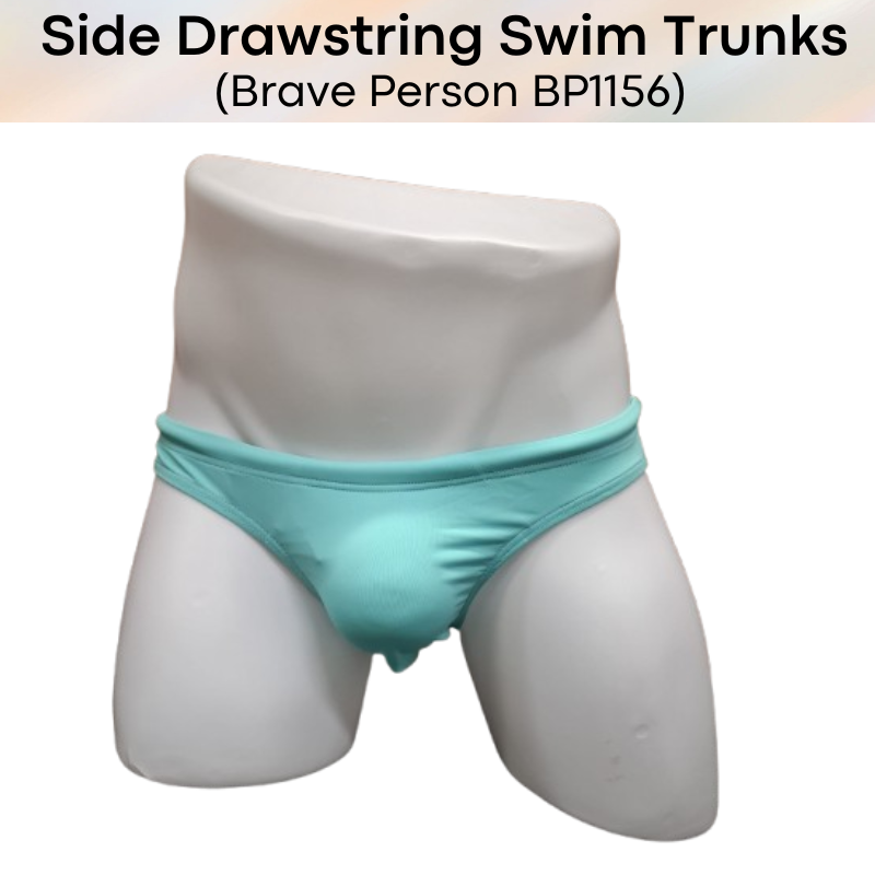 Men's Swimwear: Nylon Brief Design Swim Trunks with Side Drawstring (BP1156)