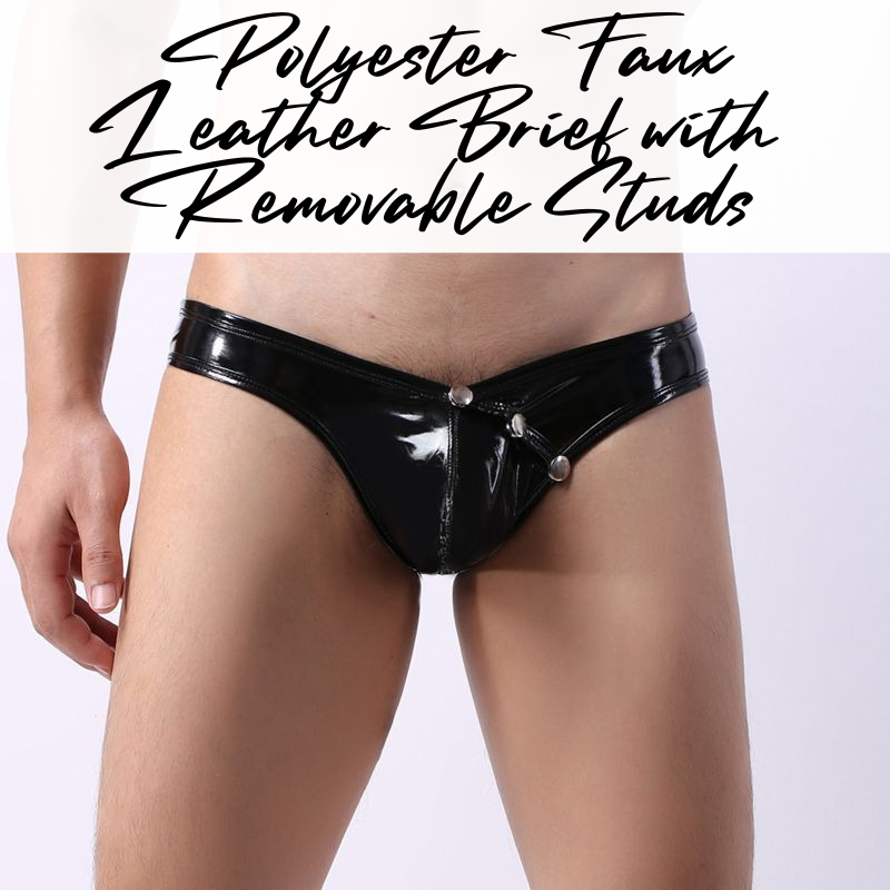 Men's Brief : Glossy Faux Leather with Removable Studs Brief (A5)