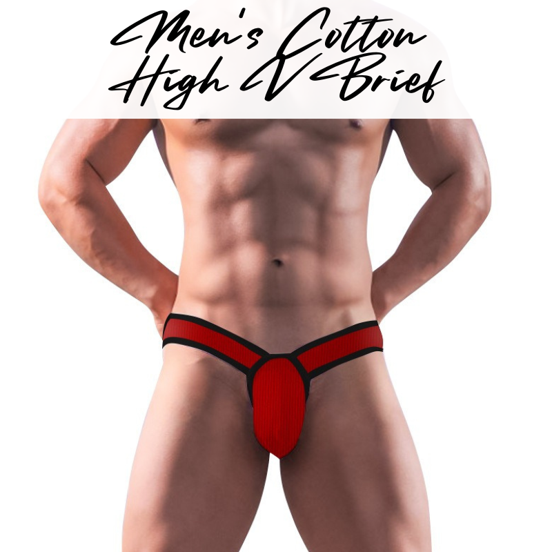 Men's Brief : Cotton High V Brief with 3D Pouch (Adannu AD7212)