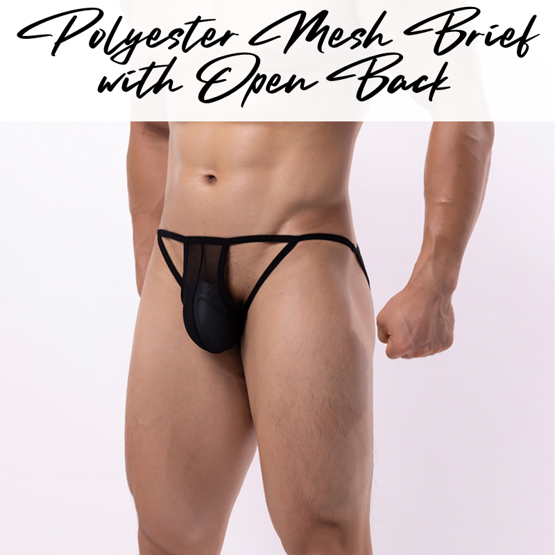 Men's Brief : Polyester Mesh Brief with Open Back (D9012)