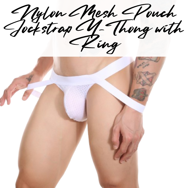 Men's Jockstrap : Nylon Mesh Pouch Jockstrap Y-Thong with Ring (Clever Menmode CMF113)