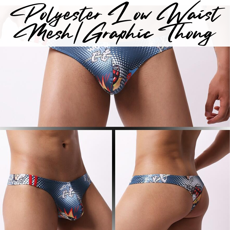 Men's Thong : Polyester Graphic Print / with Airholes Low Waist Thong (Ciokicx E107)