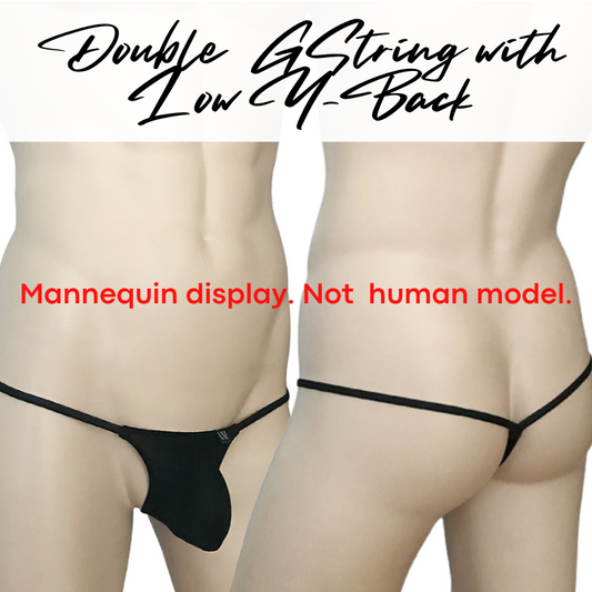 Men's GString: Nylon Low Y-Back with Double GString Underwear (UM0006)