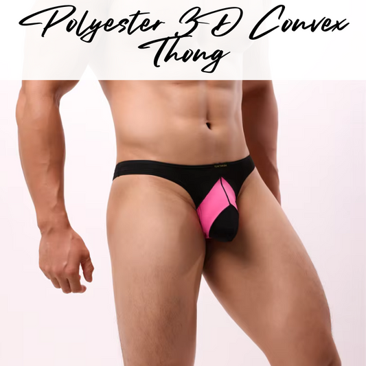 Men's Thong: Polyester 3D Convex Dual Color Tone Thong (Y2407)
