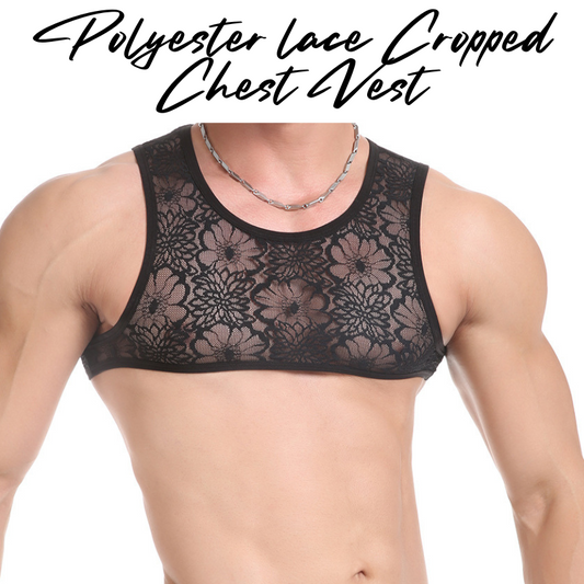 Men's Vest: Polyester Lace Cropped Vest Top (CMK049)