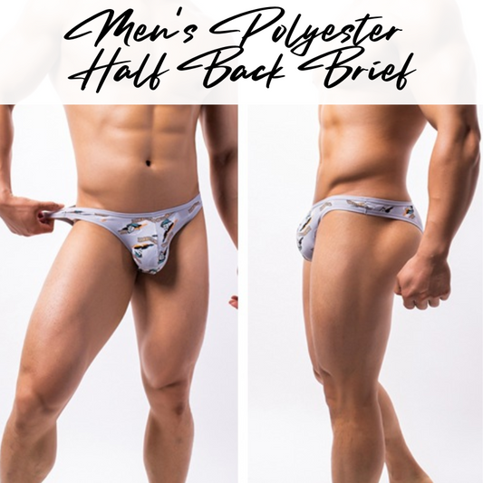 Men's Brief: Polyester Half Back Soft and Thin Brief Underwear (BP1195)