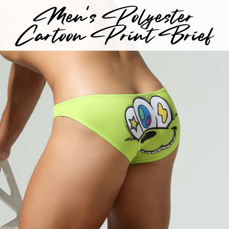Men's Brief: Polyester Cartoon Low Waist Brief Underwear (SB250102)