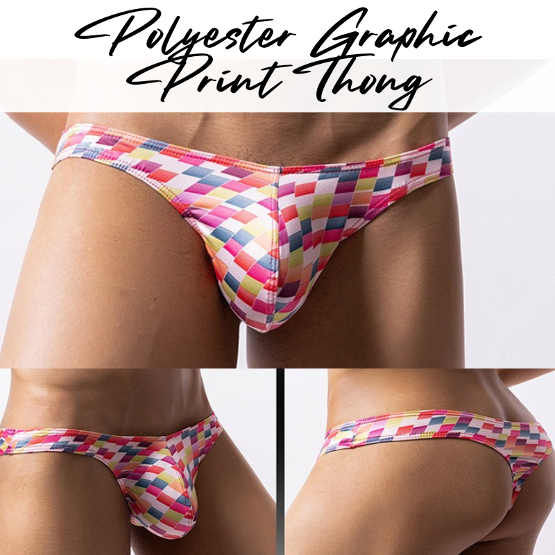 Men's Thong : Polyester Graphic Print Low Waist Thong (Ciokicx E100)