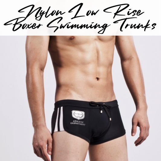 Men's Swimwear: Nylon Low Rise Boxer Swim Trunk with Drawstring (SB30806)