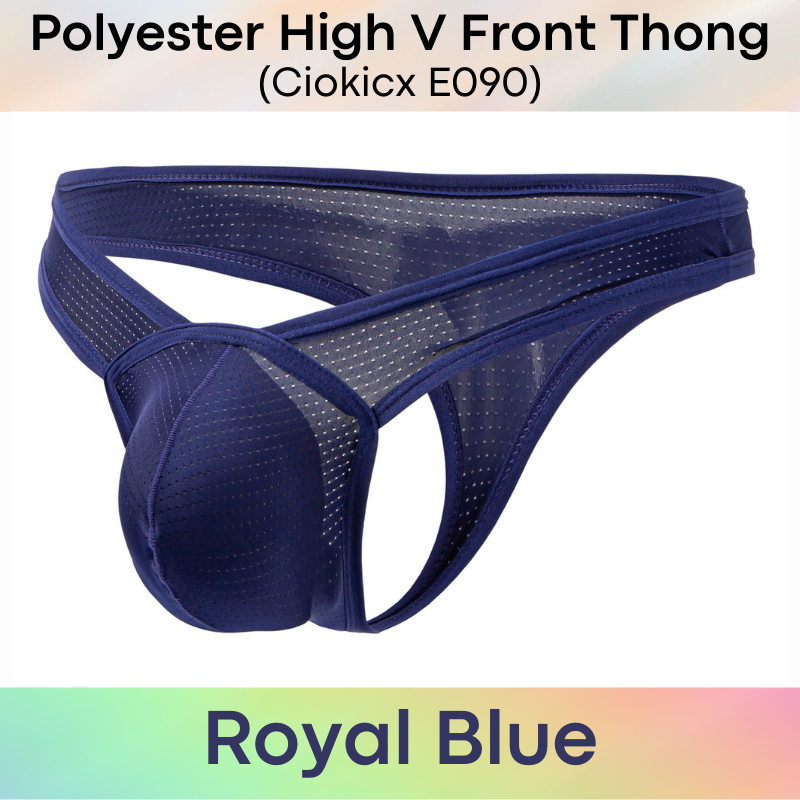 Men's Thong : Polyester Perforated High Front V 3D Pouch Thong Underwear (Ciokicx E090)