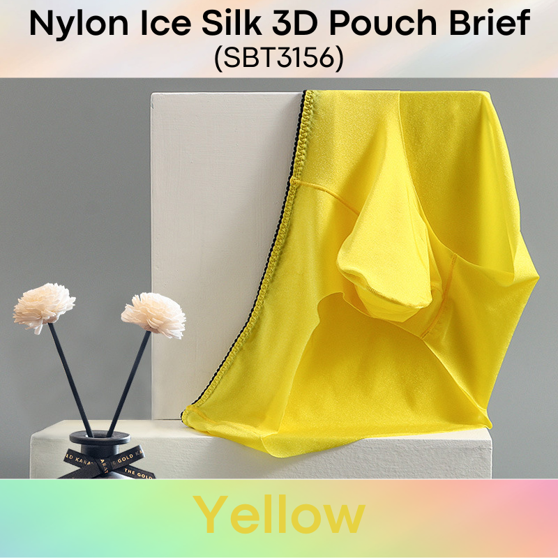 Men's Brief: Nylon Ice Silk 3D Pouch No Visible Line Brief Underwear (SBT3156)