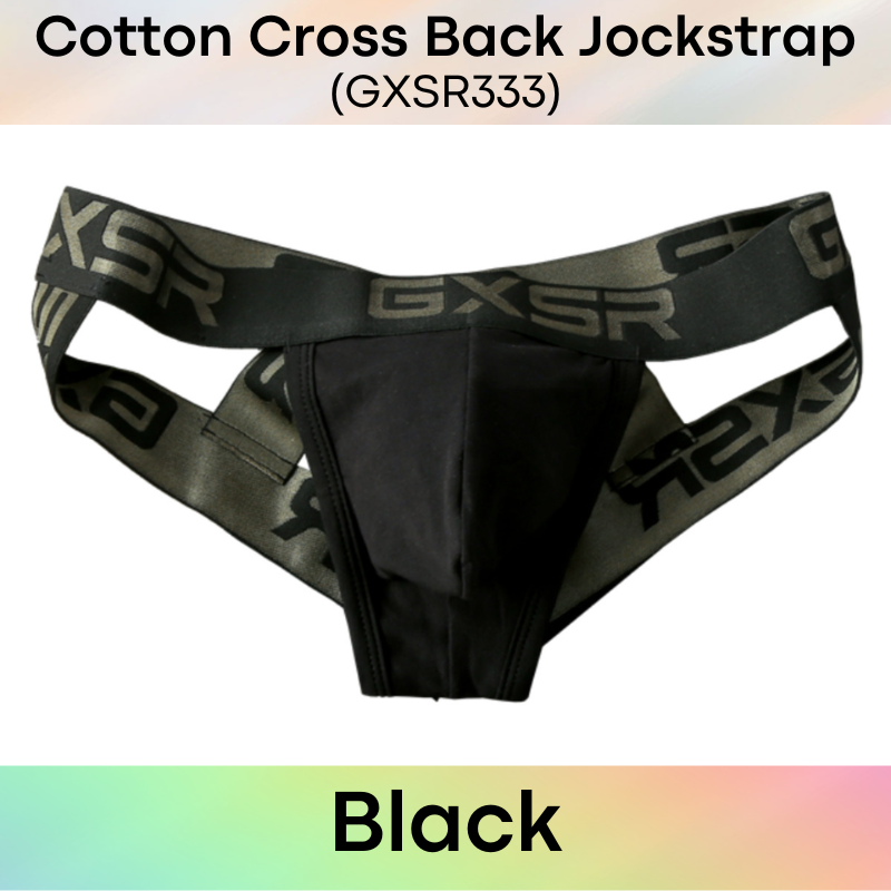 Men's Jockstrap: Cotton Double Layer Pouch Cross Back Jockstrap Underwear (GXSR333)