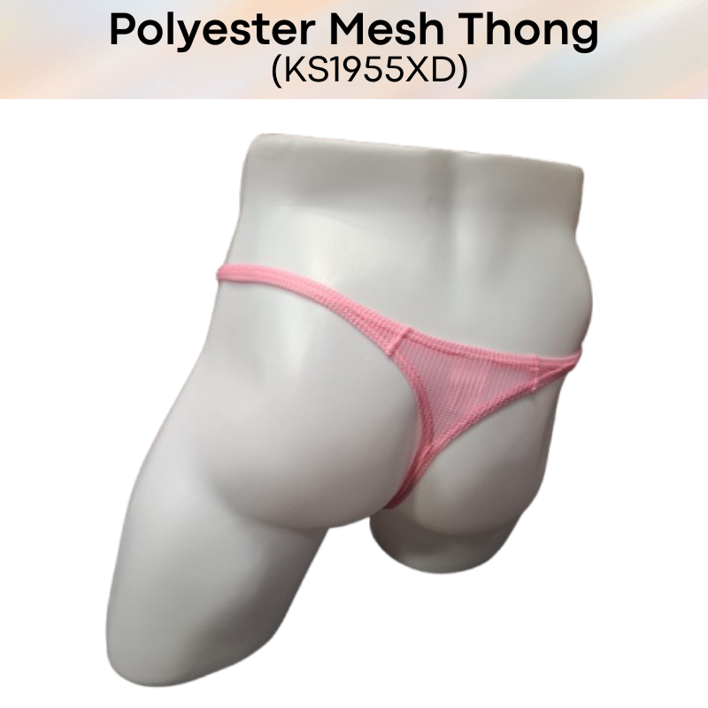 Men's Thong: Polyester Mesh Thong Underwear (KS1955XD)