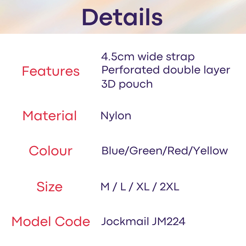 Men's Jockstrap: Nylon Perforated Double Layer 3D Pouch Rugby Sports Jockstrap (JM224)