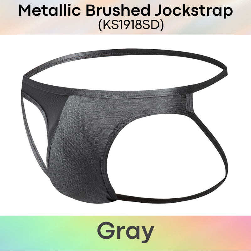 Men's Jockstrap: Polyester Metallic Brushed Look Jockstrap with Large 3D Pouch (KS1918SD)