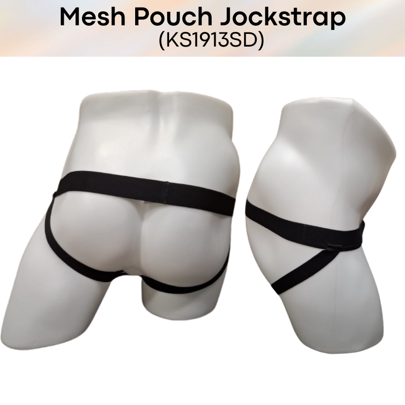 Men's Jockstrap: Polyester Mesh See Through 3D Pouch Jockstrap Underwear (KS1913SD)