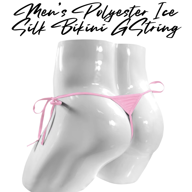 Men's GString: Polyester Ice Silk Bikini GString with Side String Tie (G180)