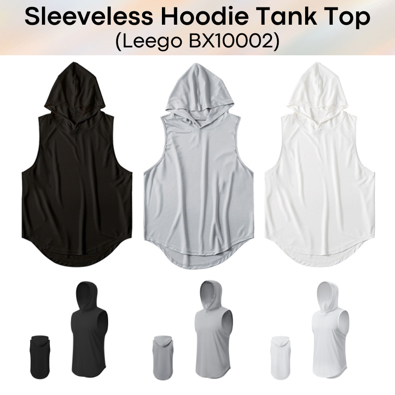 Men's Tee: Polyester Sleeveless Slim Fit Tank Top with Hoodie (BX10002)