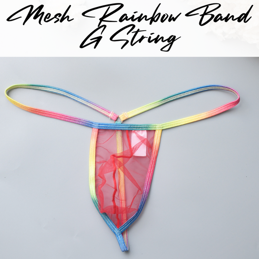 Men's GString: Rainbow Band Mesh GString (B904)