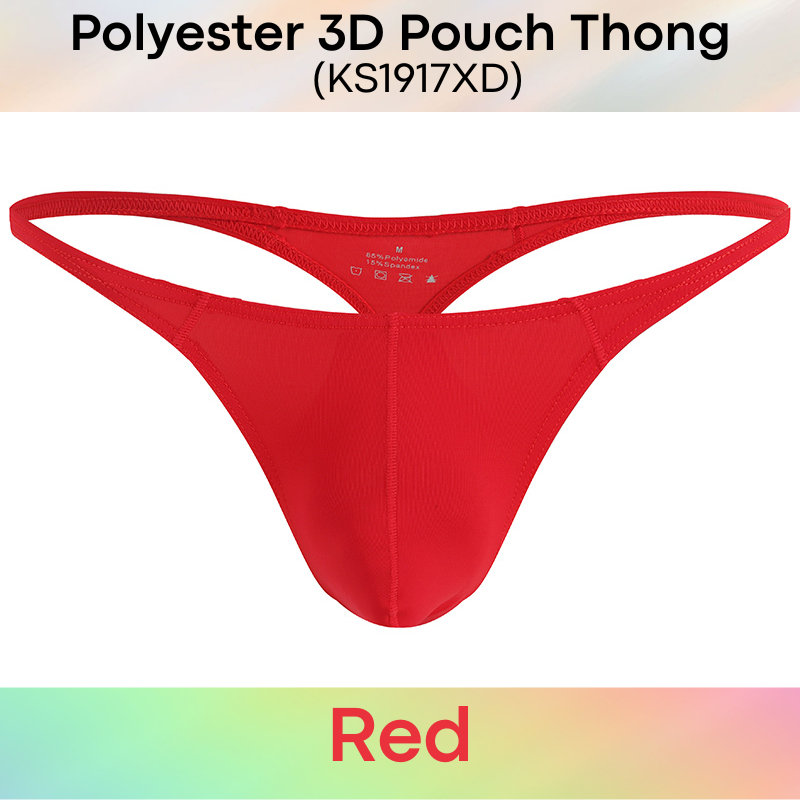 Men's Thong: Polyester 3D Pouch Low Rise Thong (KS1917XD)