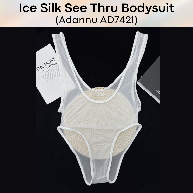 Men's Bodysuit: Nylon Ice Silk Sheer See Through Slim Fit Bodysuit (AD7421)