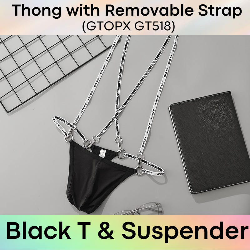Men's Thong: Viscose Fibre Thong and Removable Suspender Set (GT518/GT519)