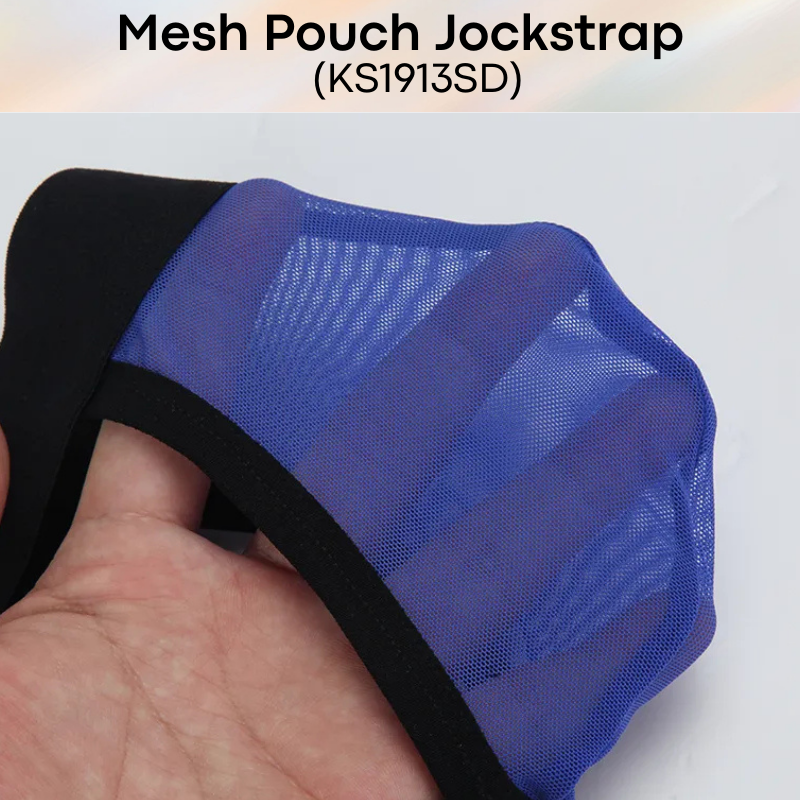 Men's Jockstrap: Polyester Mesh See Through 3D Pouch Jockstrap Underwear (KS1913SD)