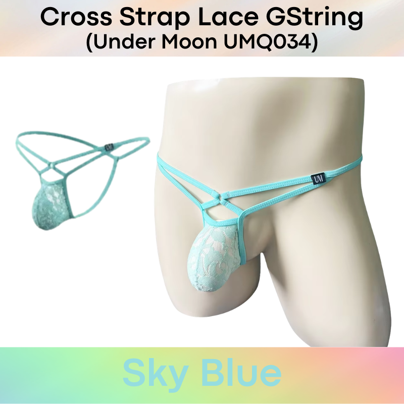 Men's GString: Nylon Sheer Lace 3D Convex Pouch Low Waist GString Underwear (UMQ034)