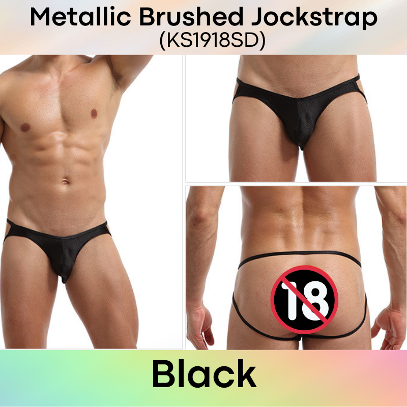 Men's Jockstrap: Polyester Metallic Brushed Look Jockstrap with Large 3D Pouch (KS1918SD)