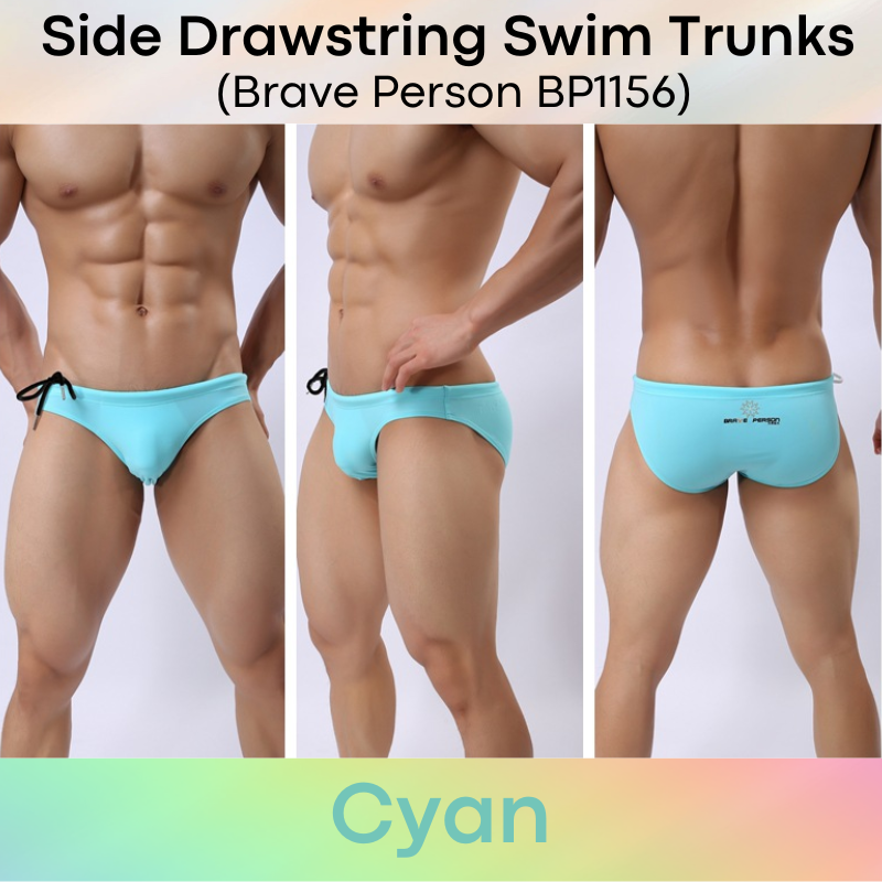 Men's Swimwear: Nylon Brief Design Swim Trunks with Side Drawstring (BP1156)