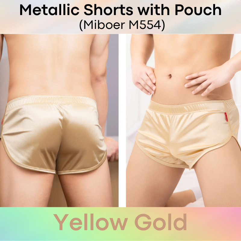 Men's Shorts : Polyester Metallic Smooth Shorts with Inner Front Pouch Lining (Miboer M554)