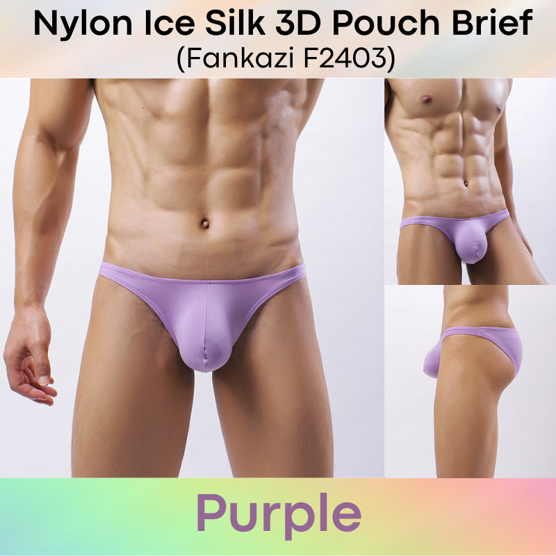 Men's Brief: Nylon Ice Silk Brief with 3D Pouch and Rear Mid Insewn (F2403)
