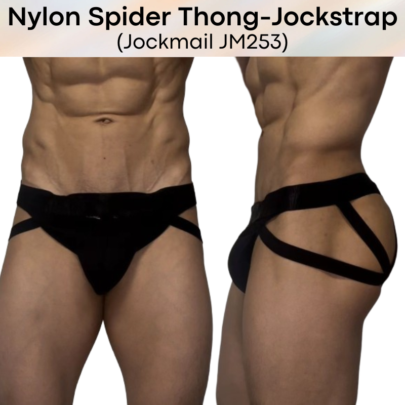 Men's Jockstrap: Nylon Ice Silk Spider Jockstrap-Thong Combi Underwear (JM253)