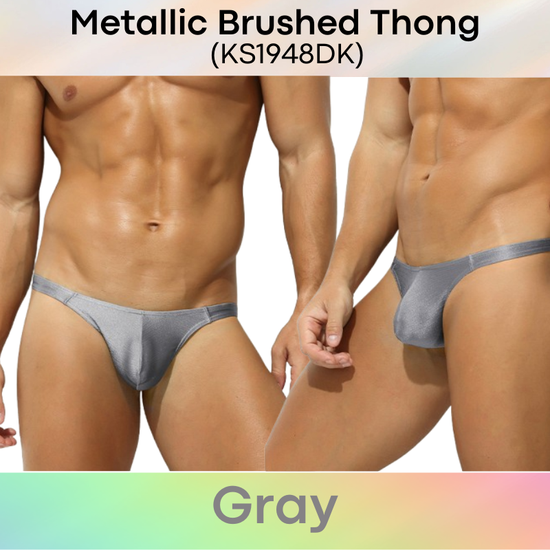 Men's Thong: Polyester Metallic Brushed Thong with 3D Pouch (KS1948DK)