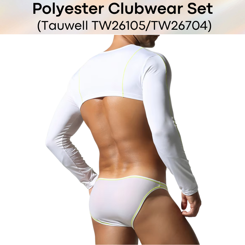 Lifestyle: Men's Polyester Cropped Top and Brief Underwear Clubwear Set (TW26704/TW26105)