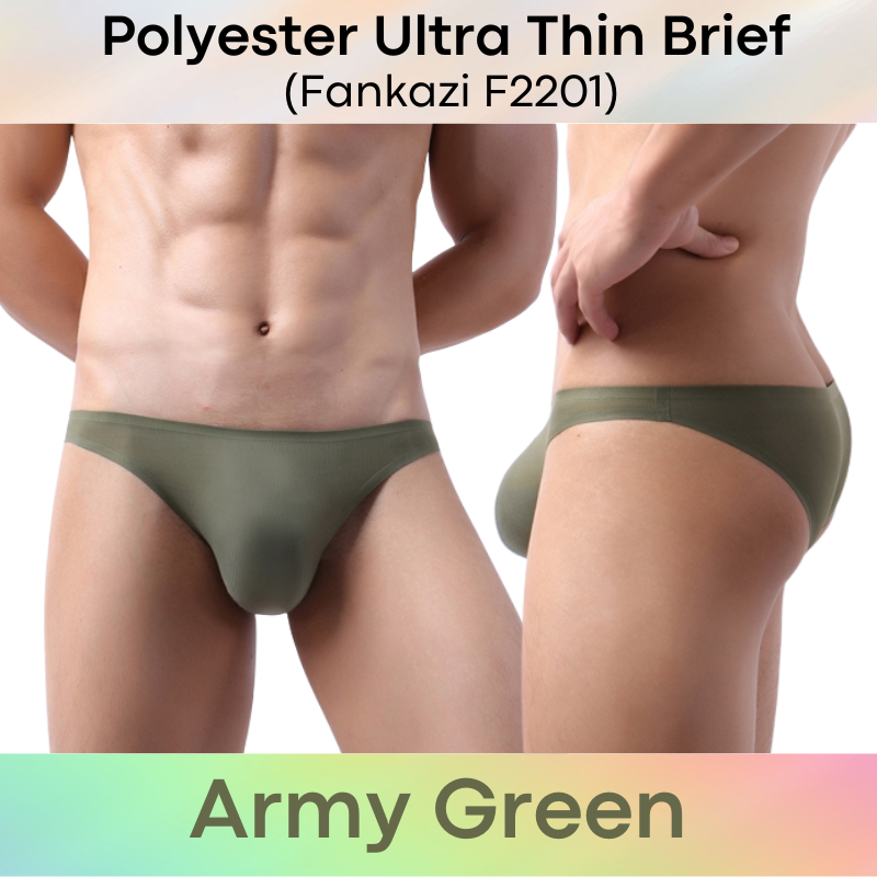 Men's Brief: Polyester Ice Silk Ultra Thin No Line Brief Underwear Underwear (F2201)