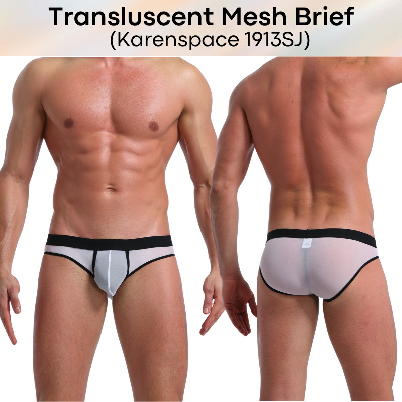 Men's Brief: Polyester Translucent Mesh Brief Underwear (KS1913SJ)