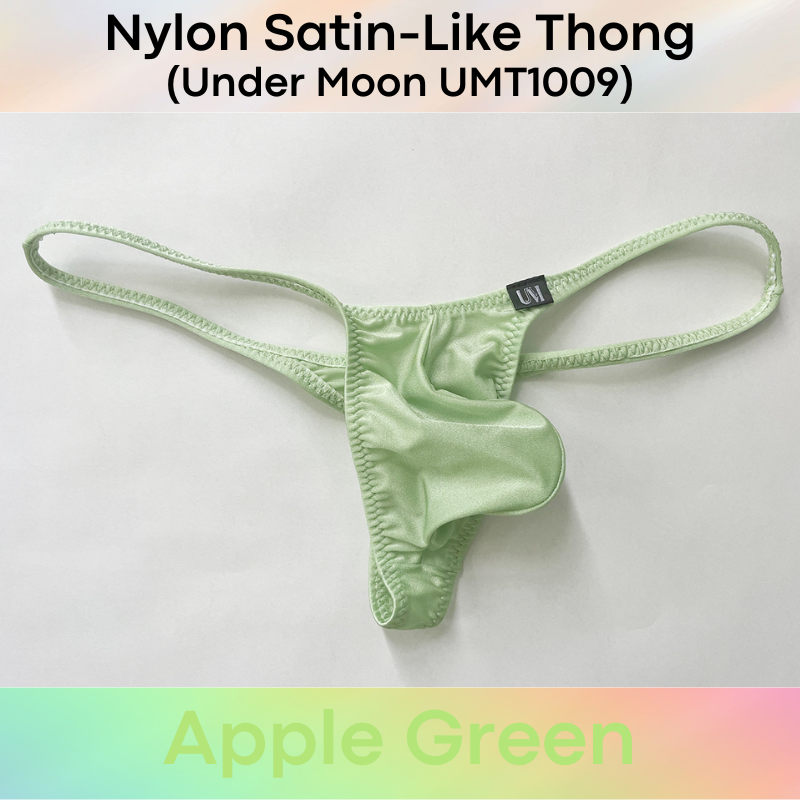 Men's Thong: Nylon Satin-Like Convex Pouch Low Waist Thong Underwear (UMT1009)