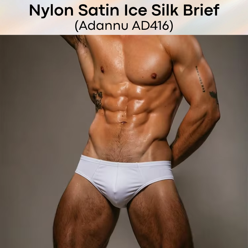 Men's Brief: Nylon Satin Ice Silk Brief Underwear (AD416)