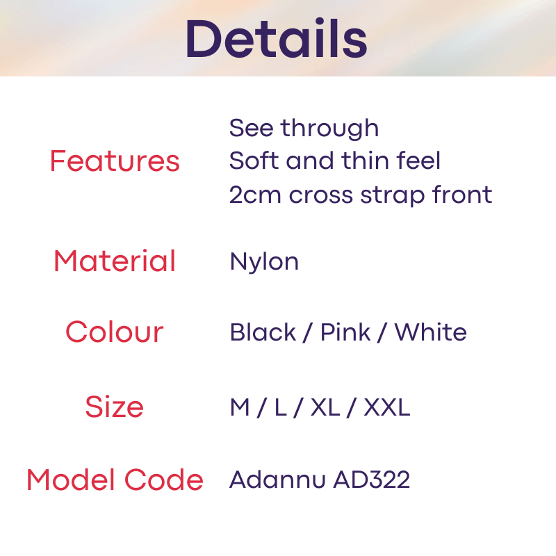 Men's Brief: Nylon See Through Thin Mesh Brief with Front Waist Strap (AD322)