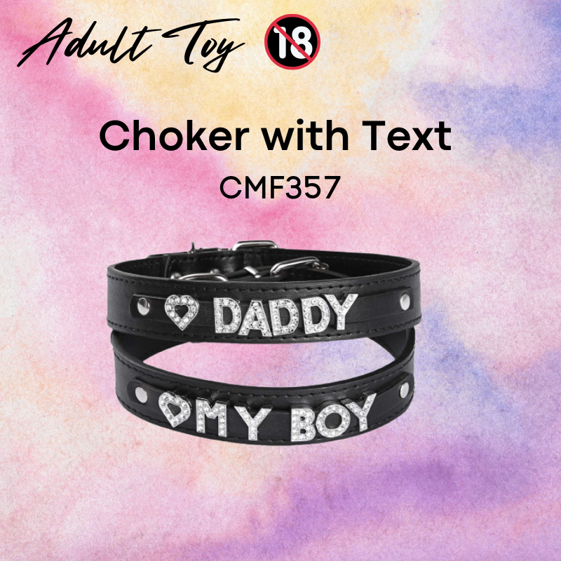 Men's Adult Toy: PU Faux Leather Neck Choker with "Daddy"/"My Boy" (CMF357)